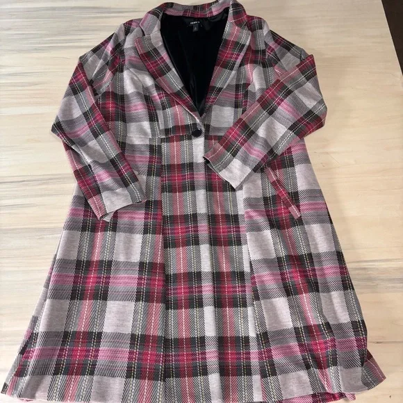 Torrid Pink and Gray Plaid Coat Size 2 - Picture 4 of 5
